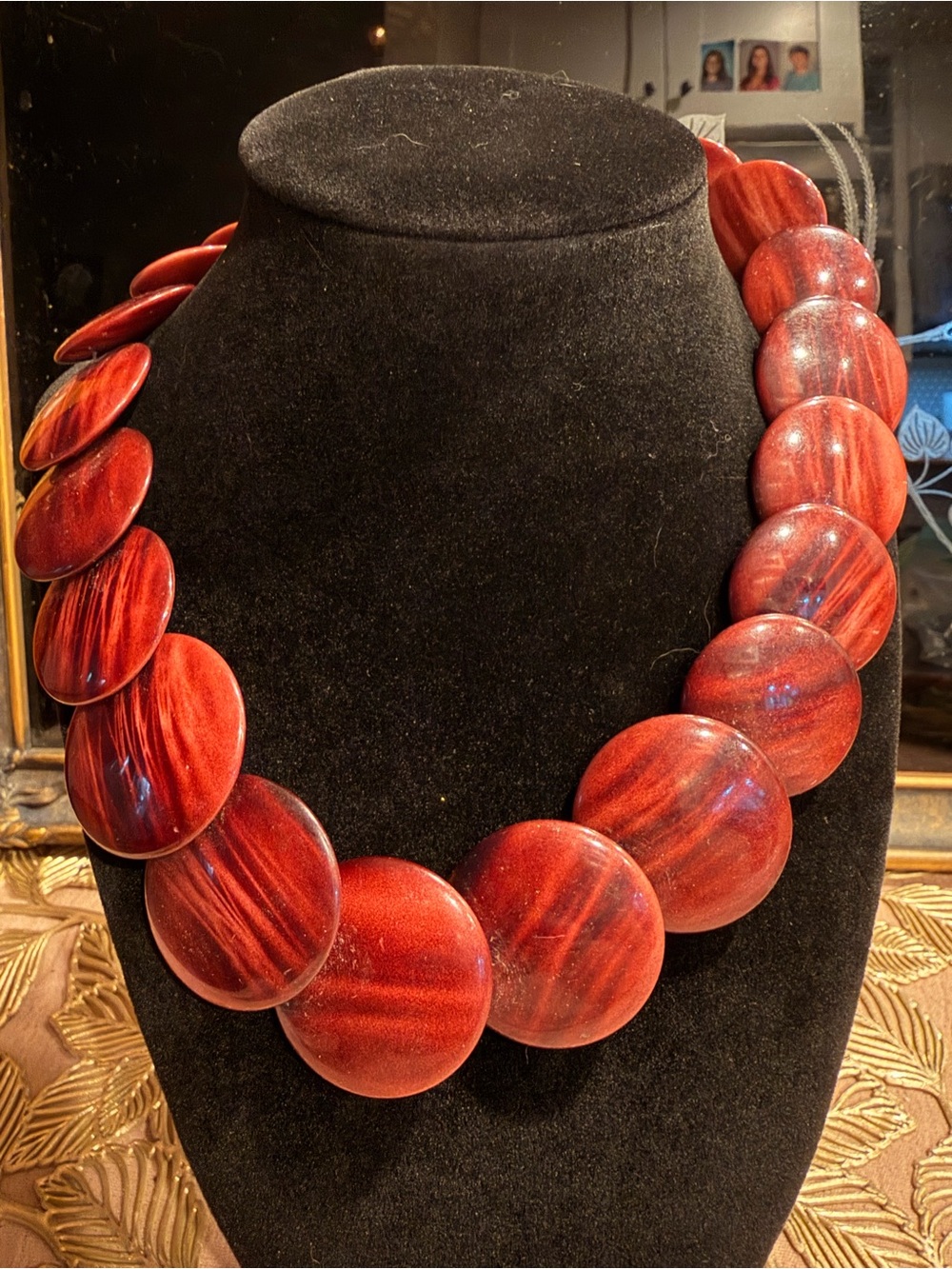 Bold Rosewood Disc Statement Necklace - Women Jewelry